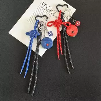 Y2k Love Heart Backpack Pendant Bead 3D Bowknot Keychain Keychain Accessories синий