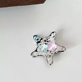 Y2K Милая крутая металлическая серебряная заколка для волос со звездой для девочек, металлическая пятиконечная звезда, крутая заколка для челки, заколка для волос, головной убор