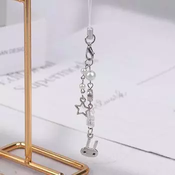 Y2K милый металлический кролик телефон шнурок кролик бисер телефонная цепочка милый крутой мобильный телефон ремешок брелок для девочек подарки