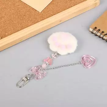 Y2K милый розовый плюшевый кошачий коготь брелок брелок в форме сердца любовь милый девчачий держатель для ключей для девочек сумка подвеска чехол для наушников шарм