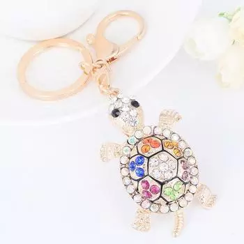 Y2k модные креативные брелки с животными, маленькими черепахами, металлические брелки с бриллиантами, индивидуальный брелок для ключей, женская сумка, автомобильные брелоки, аксессуары 13 cm белый