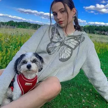 Y2K модные объемные толстовки на молнии с рисунком бабочки и стразами для девочек, уличная одежда 90-х годов, длинная длинная куртка серого цвета с бриллиантами, осень S чёрный