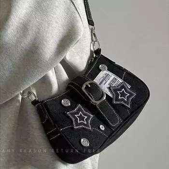 Y2k модные женские сумки со звездами, крутые сумки для девочек, модные холщовые женские маленькие сумки на плечо, кошельки-тоут с цепочкой