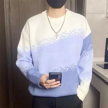 Y2K мужской свободный винтажный пуловер мужской черный свитер хип-хоп мужской тай-дай с круглым вырезом трикотажный уличный трикотаж Pull Homme 2XL зелёный