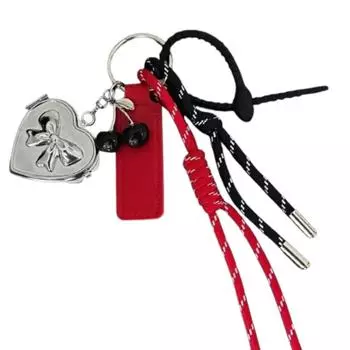 Y2K Nylon Handmade Rope Keychain Korean Bag Pendant Bow Love Mirror Keyring Backpack Decoration