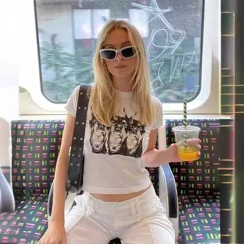 Y2K облегающая женская летняя футболка с принтом в стиле ретро для девочек и топом с открытым пупком S