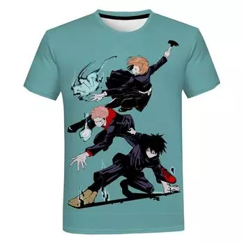 Y2K одежда аниме дзюдзюцу кайсен футболка с 3D принтом для мужчин летняя футболка Satoru Gojo большого размера Harajuku топы с круглым вырезом футболки