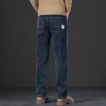 Y2K Осень и зима Мешковатые джинсы Мужские Осень и зима Свободные прямые Широкие брюки Деловые брюки Мужская одежда 26 синий