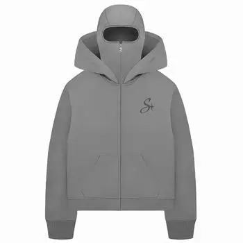 Y2K осень/зима уличный хип-хоп панк буквенный принт двойная шляпа молния толстовка с капюшоном S чёрный