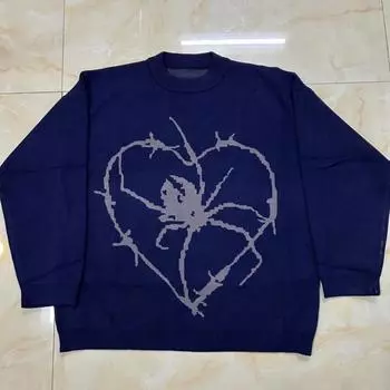 Y2K осень-зима уличный ретро европейский и американский мужской и женский свитер жаккардовой вязки для тепла M