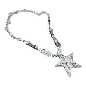 Y2K подвеска в виде звезды с обсидианом, ожерелье, женская мода, Egirl, эмо, панк, гранж, цепочка на ключицу, модные подарки на день Святого Валентина