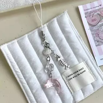 Y2K Подвески-шармы для телефона Дельфин Милая девочка Шнурок для телефона Ремешки для телефона Украшение для рюкзака Цепочка для телефона розовый