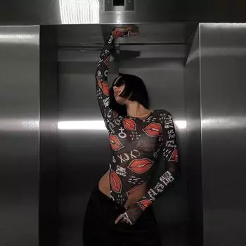 Y2K пряный девчачий облегающий комбинезон с длинными рукавами для женщин S чёрный