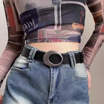 Y2K Pu кожаный ремень для женщин с металлической овальной пряжкой, джинсовый брючный платьичный пояс, винтажные аксессуары, поясной ремень