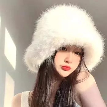 Y2k пушистые искусственные меховые панамы для женщин из кроличьего меха, теплая толстая плюшевая зимняя шапка для женщин, роскошная хип-поп-вечеринка, панама, кепка рыбака