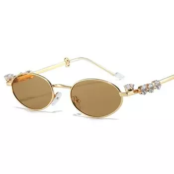 Y2k Retro Frame Eyewear Bling Anti-Blue Light Spectacles Convenient Rhinestone Sunglasses Selfie Style C