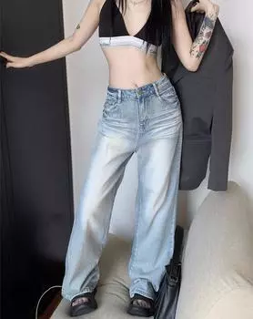 Y2K Ретро рваные мешковатые джинсы женские винтажные уличная одежда 90-х годов большие джинсовые брюки корейские гранж-хиппи брюки BF M