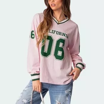 Y2K ретро V-образный вырез спортивная одежда уличная хип-хоп женская принтованная майка S розовый