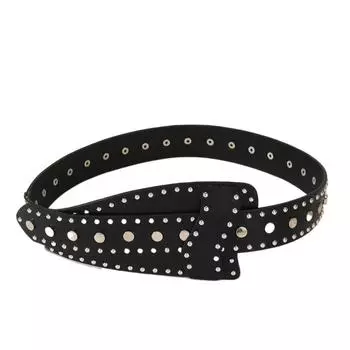 Y2K Rivet Waistband Snap Buckle PU Leather Belt Cool Wide Waistband Women