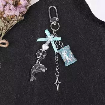 Y2K розовые крылья брелок для телефона дельфин звезда брелок милый крутой бисерный чехол для наушников подвеска сумка декоративный автомобильный брелок as the picture