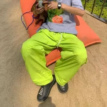 Y2k розовые широкие брюки-парашюты, женские повседневные джоггеры большого размера, Harajuku, модная корейская уличная одежда, мешковатые спортивные брюки M синий