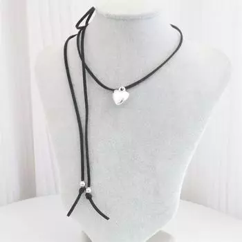 Y2K Сердце Подвеска Ожерелье Регулируемый Бархатный Бантик Любовь Чокер Галстуки Элегантная Ключичная Цепочка Заявление Ювелирные Изделия