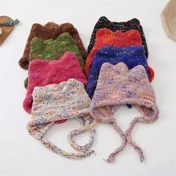 Y2K Шапка для защиты ушей Японская нишевая шапка в стиле хип-хоп Симпатичная вязаная шапка для девочек