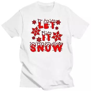 Y2k Shirt Christmas Let It Snow Merry Christmas T-shirts WHITE Tshirts Oversized T Shirt Vintage Streetwear Summer Y2k Tops Tees S бежевый