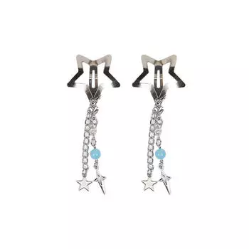 Y2K Сладкая Милая Звезда Бахрома Подвеска Заколка для волос Шпилька для женщин Девушек Панк Металл Пентаграмма BB Зажимы Заколки Аксессуары для волос A