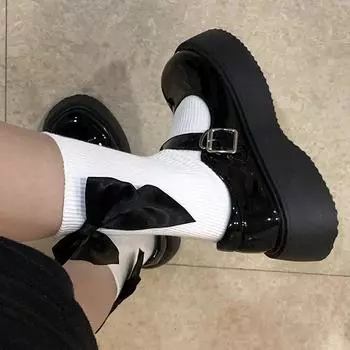 Y2K сладкие носки с бантом Kawaii весна-лето Harajuku Jk Lolita милые белые носки в японском стиле для женщин и девочек средние носки as the picture