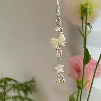 Y2K стильный бант вишневый мобильный телефон цепочка милый девичий телефон шнурок брелок чехол для наушников кулон для девушки подарки