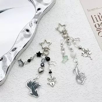 Y2K Стильный ремешок для телефона в виде рыбки, милый, крутой, с любовью, в форме сердца, звезды, цепочка для мобильного телефона, подвески для ключей, рюкзак, кулон, подарки для девочек