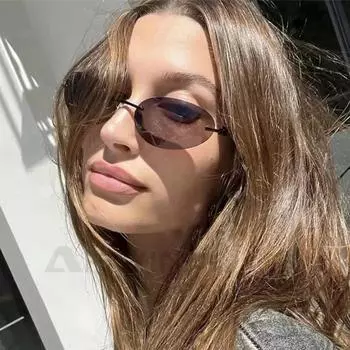 Солнцезащитные очки Y2K Steampunk Rimless Elliptic для женщин и мужчин в стиле панк, унисекс, очки для активного отдыха, неполяризованные очки