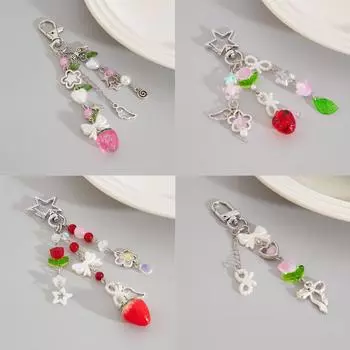 Y2K клубника акриловый кулон брелок модная пятиконечная звезда милый брелок аксессуары сердечко подвеска жемчужный бисер сумка телефон цепочка
