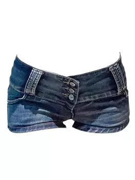 Y2k Streetwear Harajuku E-girl Лето Женщины 2000-х Гранж Kpop Японский Gyaru Низкая талия Джинсовые шорты Узкие джинсовые шорты Дрянной M синий