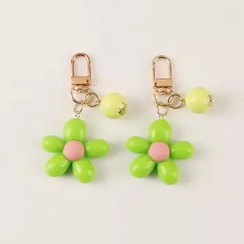 Y2K свежий зеленый цветок телефон шнурок стильный цветочный брелок автомобильный держатель для ключей телефон цепочка сумка кулон наушники украшение зелёный