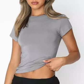 Y2K Топ, белая повседневная рубашка, сексуальная футболка с круглым вырезом и коротким рукавом, модные футболки, универсальная одежда, пуловеры, футболки 25939 S орион