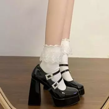 y2k Туфли-лодочки на платформе и высоком каблуке, весна-лето, черные туфли в стиле Лолита, туфли Мэри Джейн, супервысокие туфли для вечеринок и свадеб, женская обувь 35