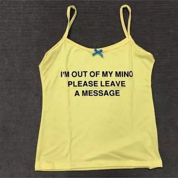 Y2K Винтажный подвесной ремень с буквенным принтом, модный сладкий крутой женский топ S жёлтый