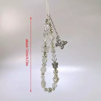 Y2K винтажная цепочка для телефона с бабочкой, бисерный ремешок на запястье, ремешок для мобильного телефона для девочек, сказочный милый чехол для телефона, подвесная цепочка one size