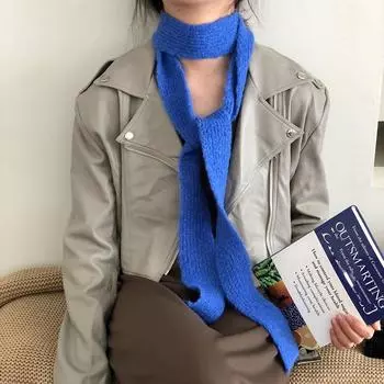 Y2K вязаный шарф однотонный длинный узкий шарф повседневная шерстяная шаль уличная одежда розовый