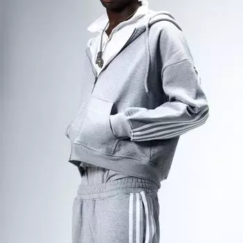 Y2K вышитые буквы линии печати модный тренд кардиган застежка-молния европейский и американский стиль осень-зима с капюшоном свободный свитшот S серый