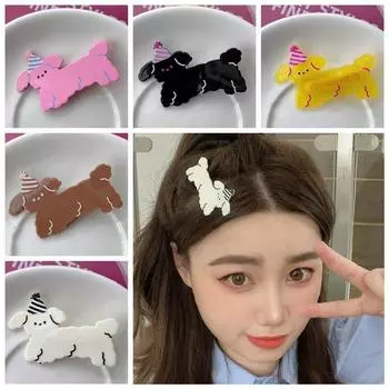 Y2k Заколка для собаки в виде утконоса, заколка для волос с мультяшным щенком, заколка для волос с милым животным, женщина