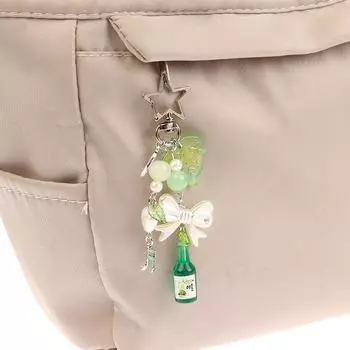 Y2K зеленый соджу бисерный брелок модный эстетичный бант бисерный брелок телефон шнурок милая девичья сумка кулон камера подвески one size