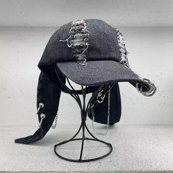 Y2K Железное кольцо Длинные уши шляпы женские темные панк доберман пинчер бейсболка гранж эстетика шляпа кепка дальнобойщика
