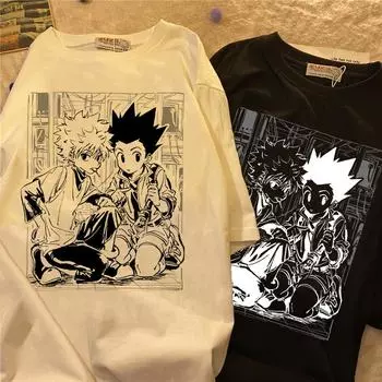 Y2k женская футболка топы Kawaii Hunter X Hunter футболка Killua Zoldyck футболка с круглым вырезом мягкая футболка в стиле аниме манга одежда XS белый