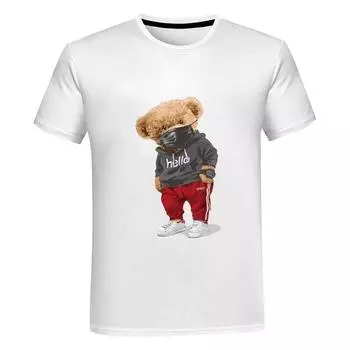 Y2k Женская и мужская одежда Маска с принтом медведя футболки с короткими рукавами Мужская летняя свободная спортивная футболка с половиной рукавов большого размера 6xl XXL
