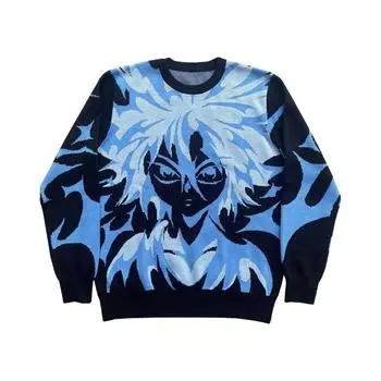 Y2K Женская толстовка с капюшоном в стиле аниме Harajuku с длинным рукавом и круглым вырезом в стиле ретро M небесно-голубой