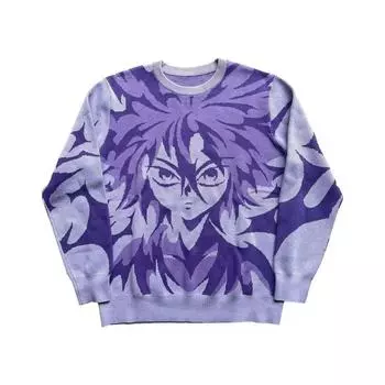 Y2K Женская толстовка с капюшоном в стиле аниме Harajuku с длинным рукавом и круглым вырезом в стиле ретро M небесно-голубой