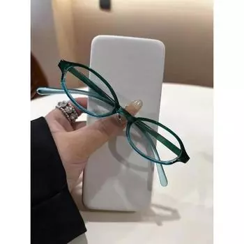 Y2K женские ретро овальные квадратные очки красные зеленые оправы стеклянные очки декоративные компьютерные анти-синие очки с видом на море вождение зелёный